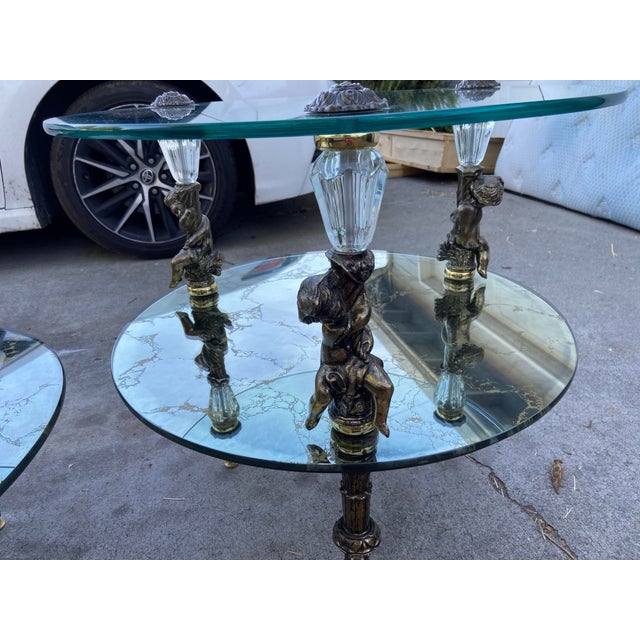 Hollywood Regency 1940s Hollywood Regency Goran of Belgium End Table Set of Two Unmarked For Sale - Image 3 of 12