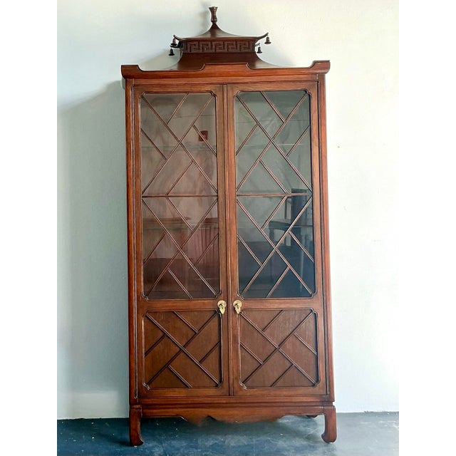 Vintage Asian Tomlinson Greek Key Pagoda Cabinet For Sale - Image 9 of 11