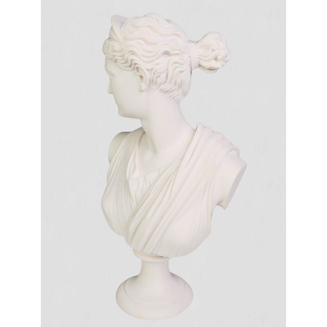 Mediterranean Handmade Artemis Cast Marble Bust For Sale - Image 3 of 11