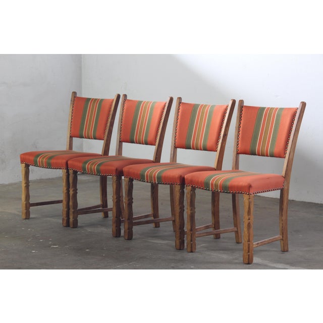 Vintage Danish Brutalist Tall Back Chairs attributed to Henning Kjærnulf, 1960s, Set of 4 For Sale - Image 4 of 18