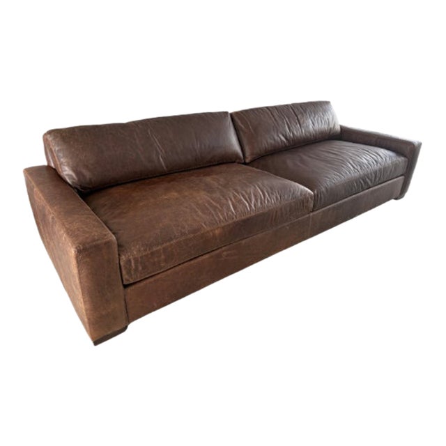 Rh Maxwell Leather Sofa — 10' Luxe Depth For Sale