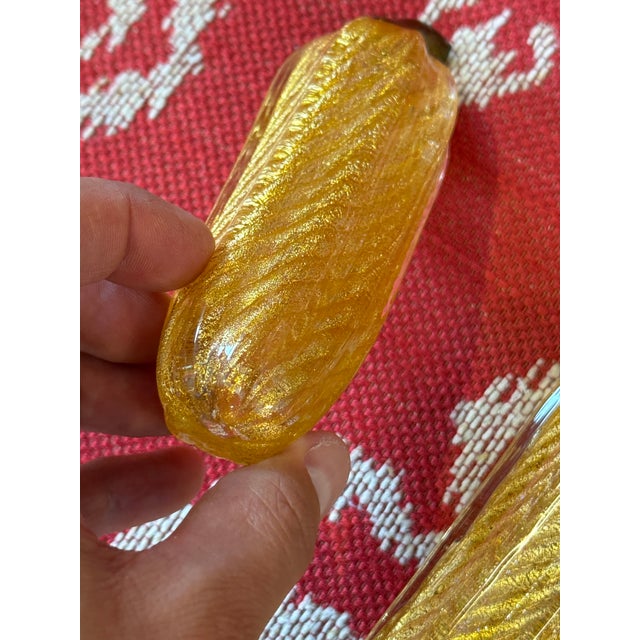 Design Plus Gallery presents a Set of Two Art Glass Sculpture of Zucchini's. They are likely vintage Italian Murano...