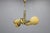 Czech Art Deco Brass Chandelier with Globe and Opaline Shades, 1930s For Sale - Image 3 of 18