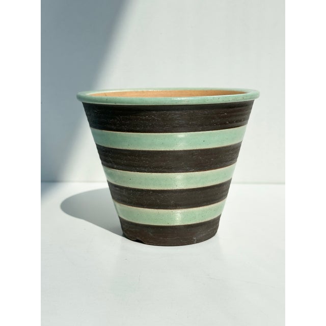 Vintage German Plant Pots in Mint Green and Brown-Anthracite Tones from Veb Keramik Meissen, 1950s, Set of 3 For Sale - Image 12 of 18