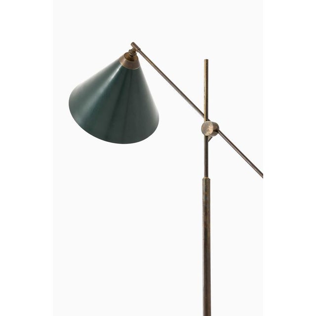 Danish Modern Floor Lamp in Brass and Lacquer attributed to Thomas Valentiner, 1960s For Sale - Image 6 of 11