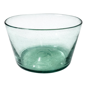 Mid 20th Century Organic Modern Handcrafted Artisan Blown Glass Centerpiece Bowl in Soft Aqua Green