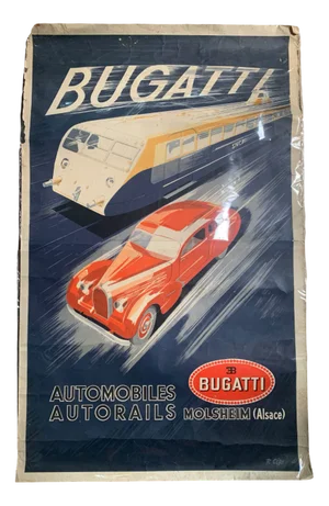 Bugatti Litho Automobiles and Railcars Poster by R. Geri, 1935