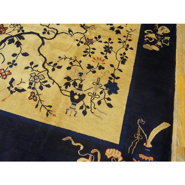 Textile 1920s Beige Tree-of-Life Antique Chinese Peking Rug 9' 3'' X 11' 6'' Knotted Wool Carpet For Sale - Image 7 of 12