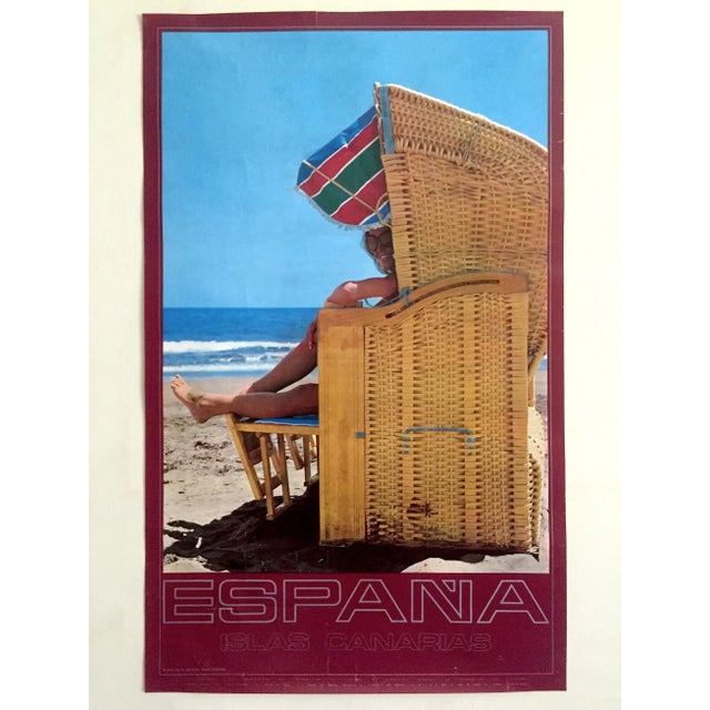 Espana Canary Islands Mid Century Vintage 1960's Collector's Spain Travel Poster For Sale - Image 11 of 13