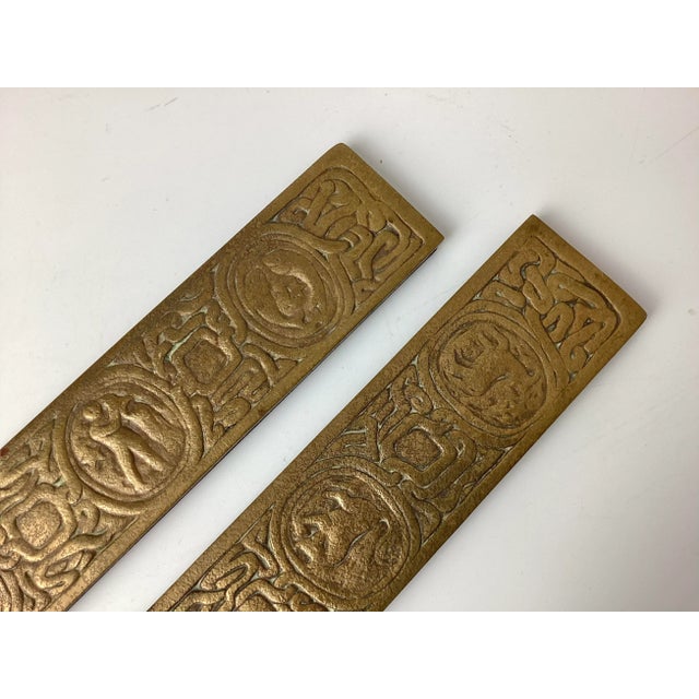 Tiffany Studios Early 20th Century Pair Tiffany Studios Zodiac Pattern Blotter Ends in Bronze For Sale - Image 4 of 10