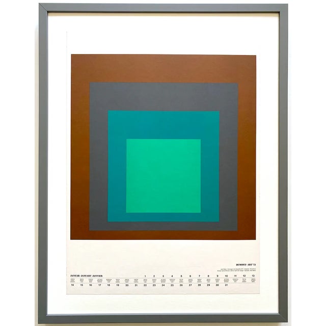 Josef Albers Vintage 1973 Mid Century Modern " Homage to the Square No. Sp-1 " Framed Minimalist Serigraph Calendar Print For Sale - Image 13 of 13