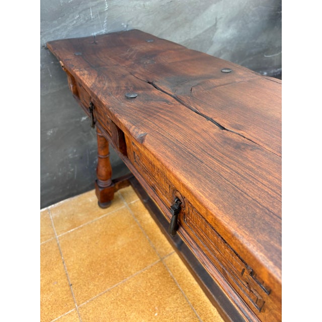 Wood Spanish Renaissance Revival Three-Drawer Console Table, Early 20th Century For Sale - Image 7 of 18