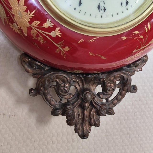 Metal 19th Century French Farcot Skeleton Clock Sang De Boeuf Ceramic Case For Sale - Image 7 of 13