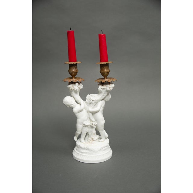White French Bisque Porcelain and Gilt Bronze Candelabra from Sèvres, Set of 2 For Sale - Image 8 of 13