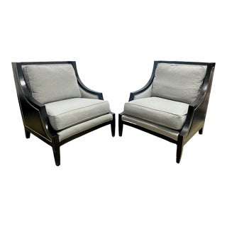 Baker Furniture Style Leather Club Chairs by Vanguard - a Pair For Sale