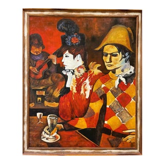 1980s “Omage to My Friend Pablo Picasso” Figurative Abstract Painting by Peter Keil, Framed For Sale