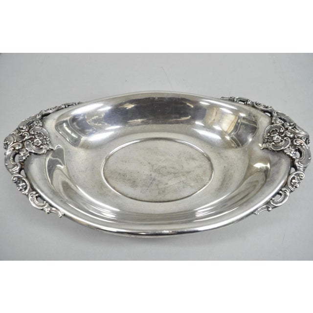 Victorian Vintage Baroque by Wallace Victorian Silver Plated Footed Centerpiece Fruit Bowl For Sale - Image 3 of 12