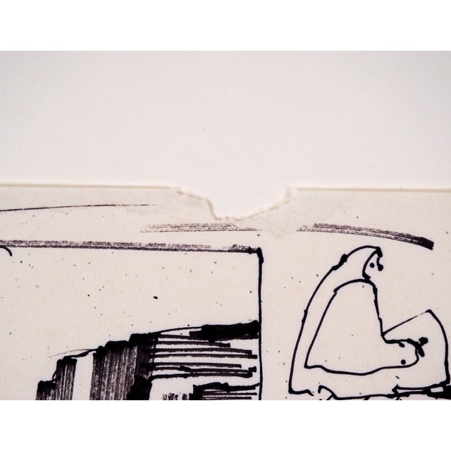 Paper Desert Sunflowers & Petroglyphs - Line Drawing Landscape in Ink on Paper by Laurence Sisson For Sale - Image 7 of 9