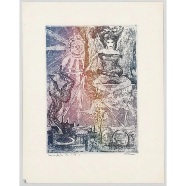 Contemporary Figural Color Etching by Claude Hermann For Sale - Image 3 of 3