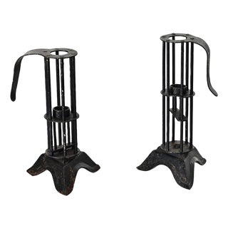 Pair of French 19th Century Iron Candle Stables For Sale