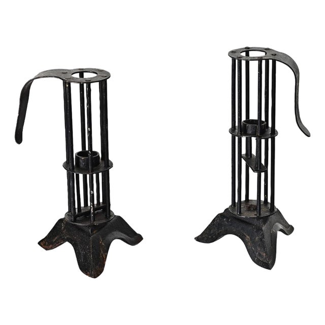 Pair of French 19th Century Iron Candle Stables For Sale
