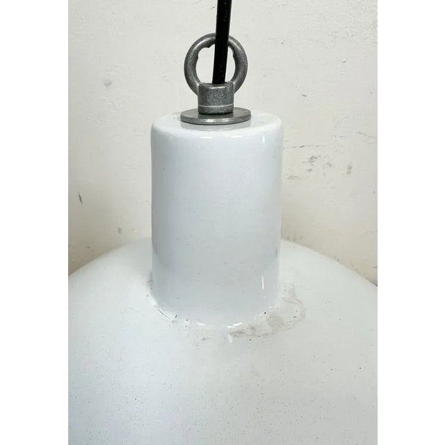 Industrial White Enamel Pendant Lamp from Emax, 1960s For Sale - Image 11 of 13