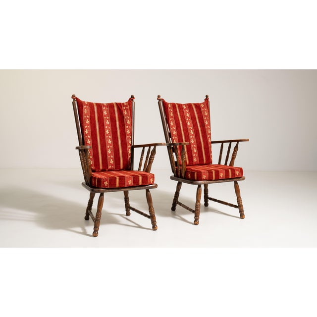 Pair of Dutch Oak Upholstered Armchairs, Antique, France, Circa 1970 For Sale In Greensboro - Image 6 of 13