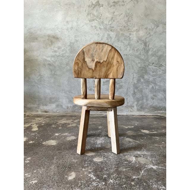 Small Children's Chair in Natural Blond Teak with Three-Bar Back For Sale - Image 9 of 18