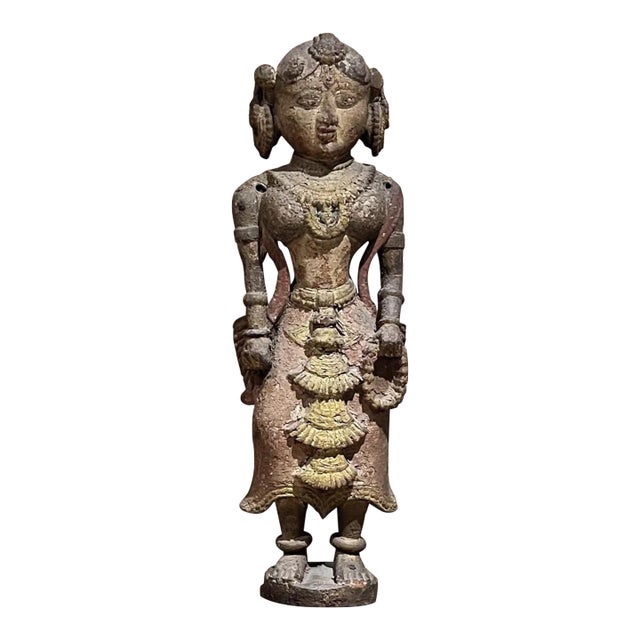 1900s Sculpture of Hindu Goddess Figure Intricate Wood Carving For Sale