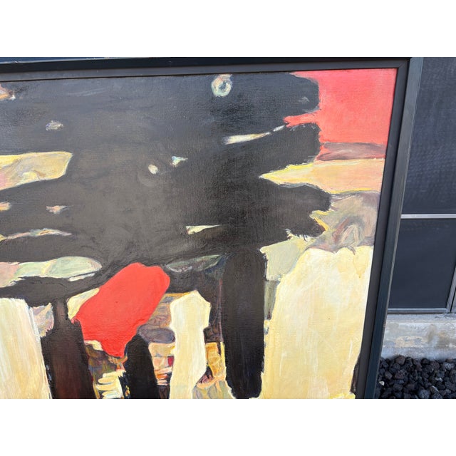 1950s Abstract Modern Framed Oil Painting on Canvas For Sale - Image 10 of 16