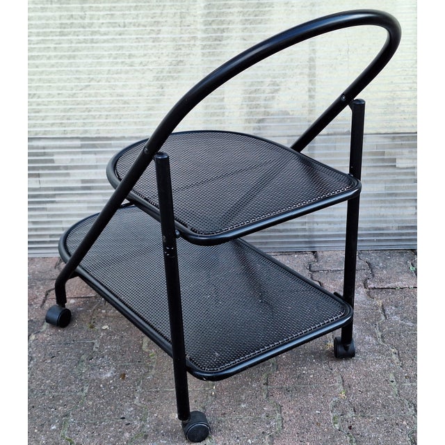 Postmodern Metal Serving Trolley in Black Lacquered Metal, 1980s, in Very Good conditions. Designed 1980 to 1989