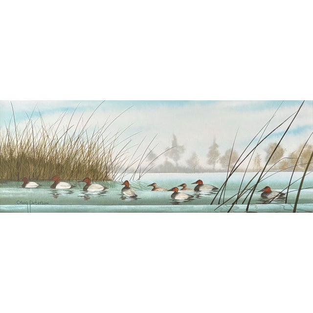 Masterful original watercolor painting by American artist Craig Peterson (1946-2024). Features a flock of floating...