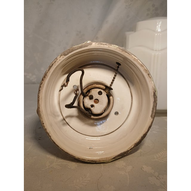 Glass 1930s Art Deco Milk Glass Skyscraper "Wedding Cake" Flush Mount Ceiling Light For Sale - Image 7 of 10