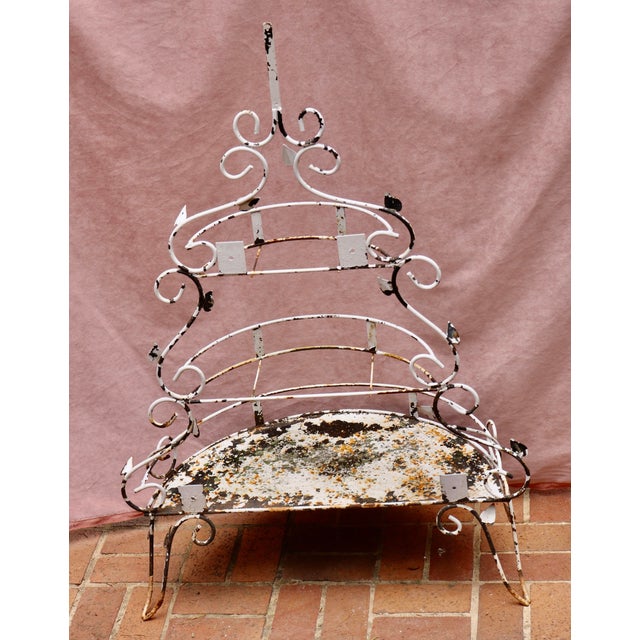 French Antique Wrought Iron 3 Tiered Plant Stand For Sale - Image 3 of 3