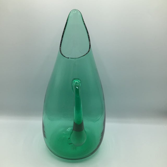 Mid-Century Modern Blenko Teal Pitcher Designed by Winslow Anderson. For Sale - Image 3 of 12