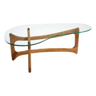Adrian Pearsall for Craft Associates Mid Century Walnut and Glass Coffee Table For Sale