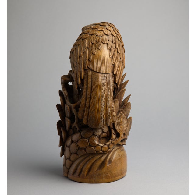 Brown Japanese Meiji Period Carved Boxwood Okimono of a Hawk, Joel & Margaret Chen Collection For Sale - Image 8 of 15