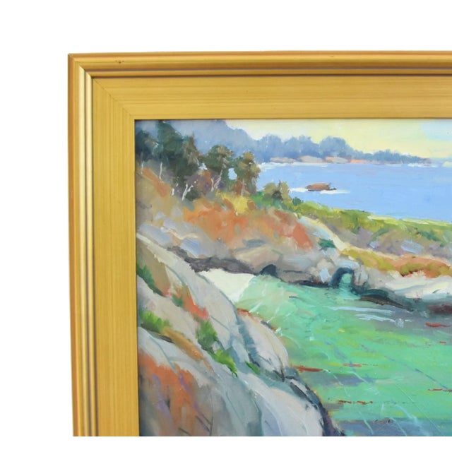 Silvio Silvestri, Listed Artist Seascape Landscape Oil Painting Including the Antiqued Gold Wood Frame For Sale - Image 4 of 12