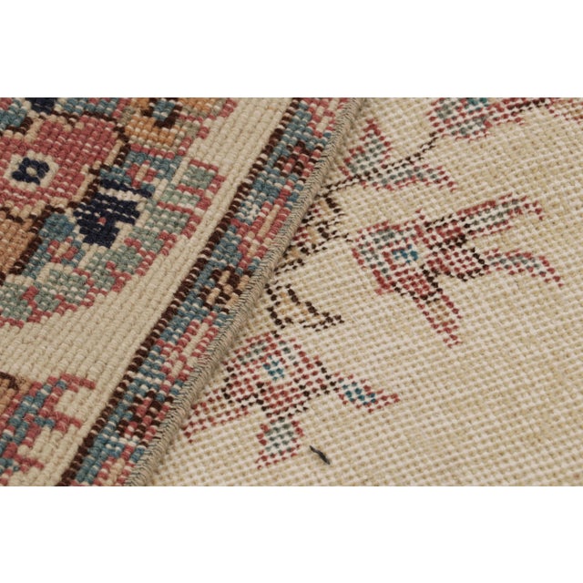 Textile Vintage Zeki Müren Rug in Beige With Pastel Jewel-Tone Florals, From Rug & Kilim For Sale - Image 7 of 7