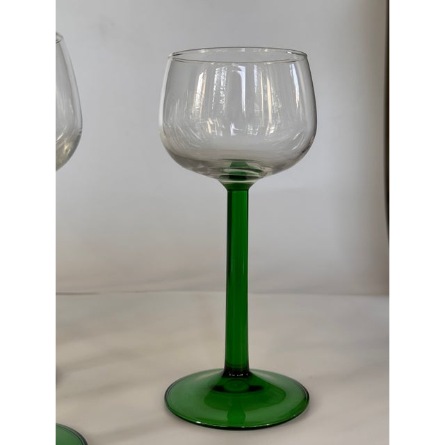 Bright Green Made in France Vintage Green Cordial Wine Glasses - Set of 12 For Sale - Image 8 of 11