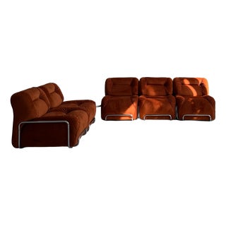 Italian Modernism Burnt Orange Modular Sofa, 1970s For Sale