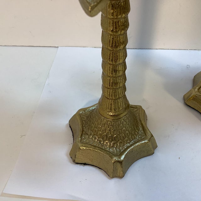 Vintage Brass Palm Tree Candle Holders a Pair Chairish