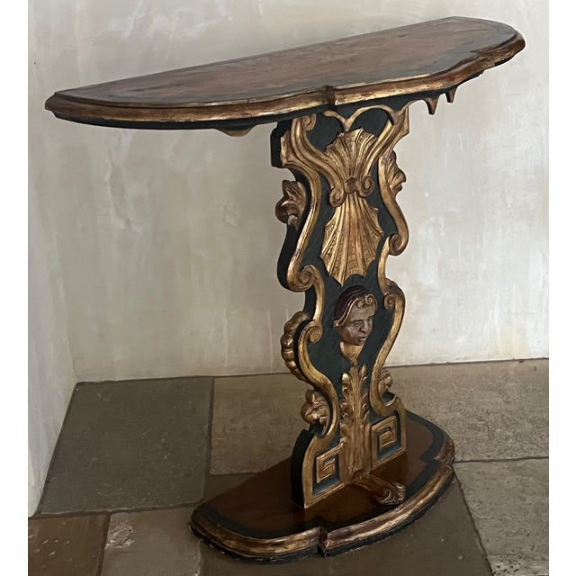 Vintage Hand Painted Baroque Style Pedestal Console Table, C. 1960's For Sale - Image 10 of 17
