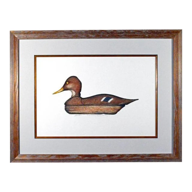 Arthur Nevin Duck Decoy Print, Mallard Hen Decoy, Bay Head, New Jersey, Signed Color Etching, Framed For Sale