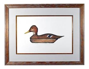 Arthur Nevin Duck Decoy Print, Mallard Hen Decoy, Bay Head, New Jersey, Signed Color Etching, Framed