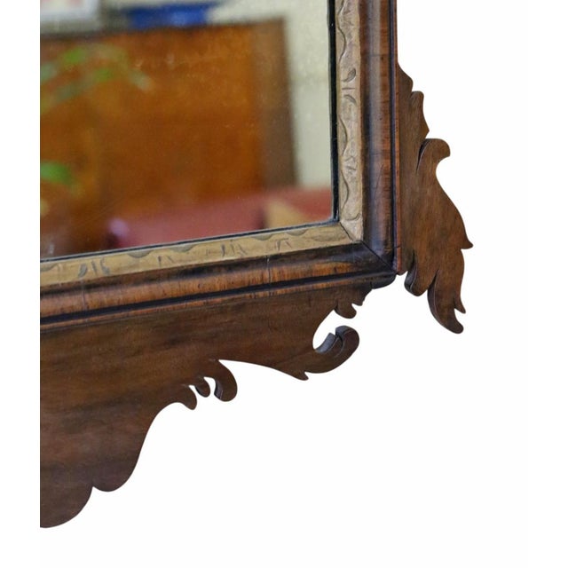 Brown Antique Georgian Revival Walnut and Gilt Fret Cut Overmantle Wall Mirror, 1920s For Sale - Image 8 of 10
