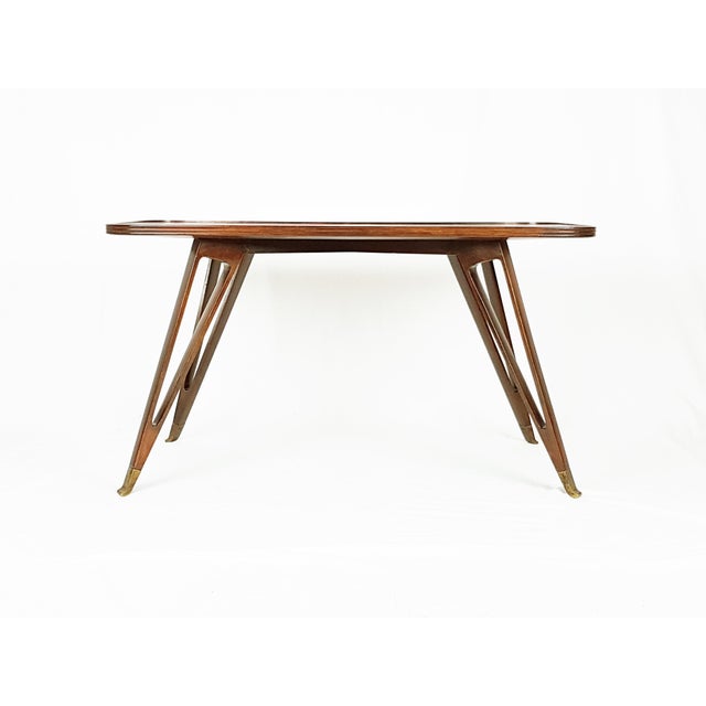 Wood Mid-Century Modern Wood and Brass Coffee Table by Paolo Buffa, Italy, 1950s For Sale - Image 7 of 16