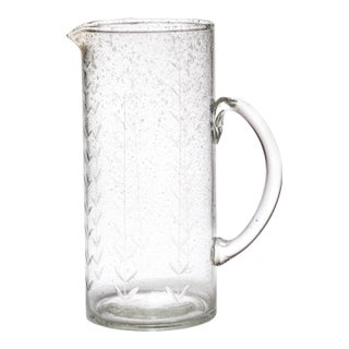 Tuscan Handmade Etched Glass Pitcher For Sale