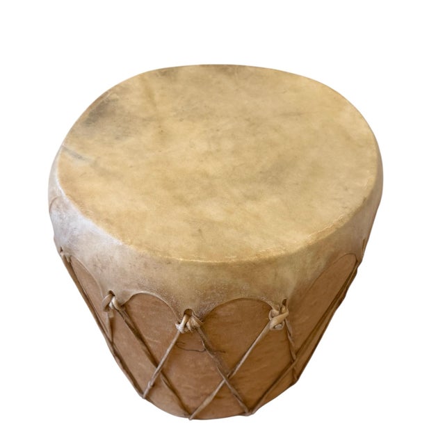 Contemporary Navajo Leather Drum Side Table For Sale - Image 3 of 3