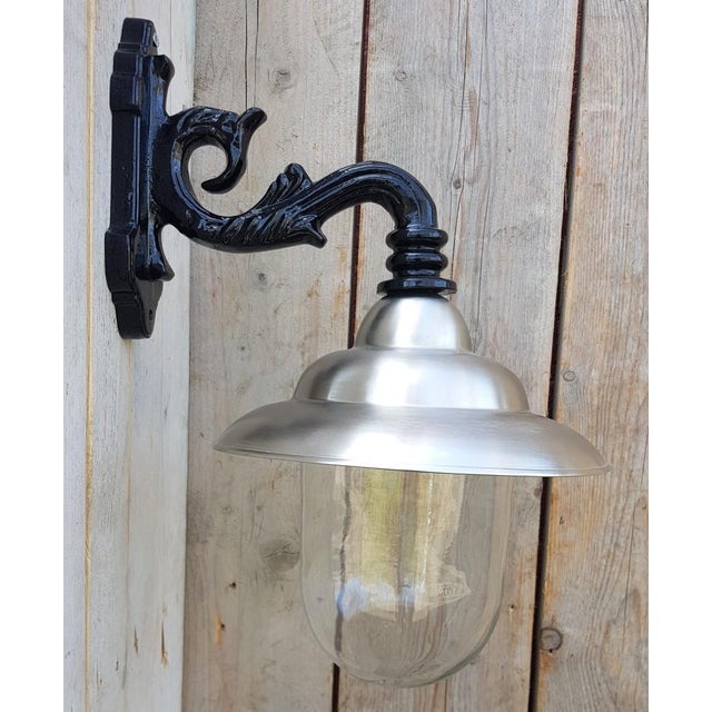 Metal Antique Italian Black Pewter Wall Lantern For Sale - Image 7 of 7